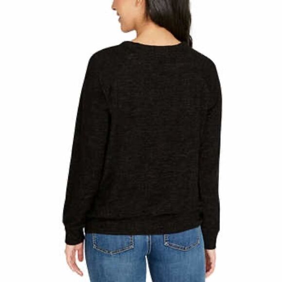 Super Soft Black Sweatshirt with Good Vibes Writing on Front Size Large - Picture 2 of 14